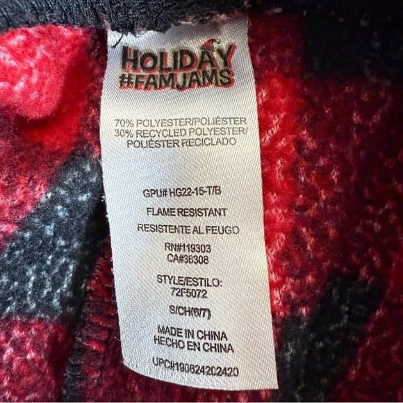 Beary Cute Kids Pajamas Set - Red and Black Plaid - Picture 5 of 6